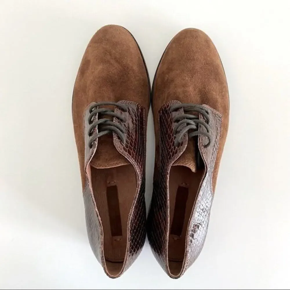 New FRYE Brown Leather Lace Up Oxford Shoes Size 6.5M